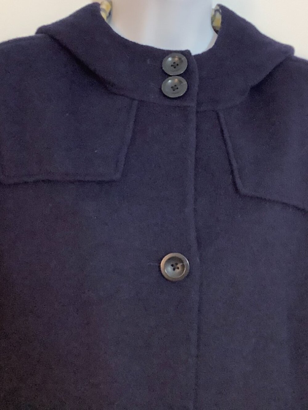 Navy Wool Jacket  Lands'End  Sz 14 Dark Navy Preppy Classic Relaxed Fit Trendy - Picture 3 of 10